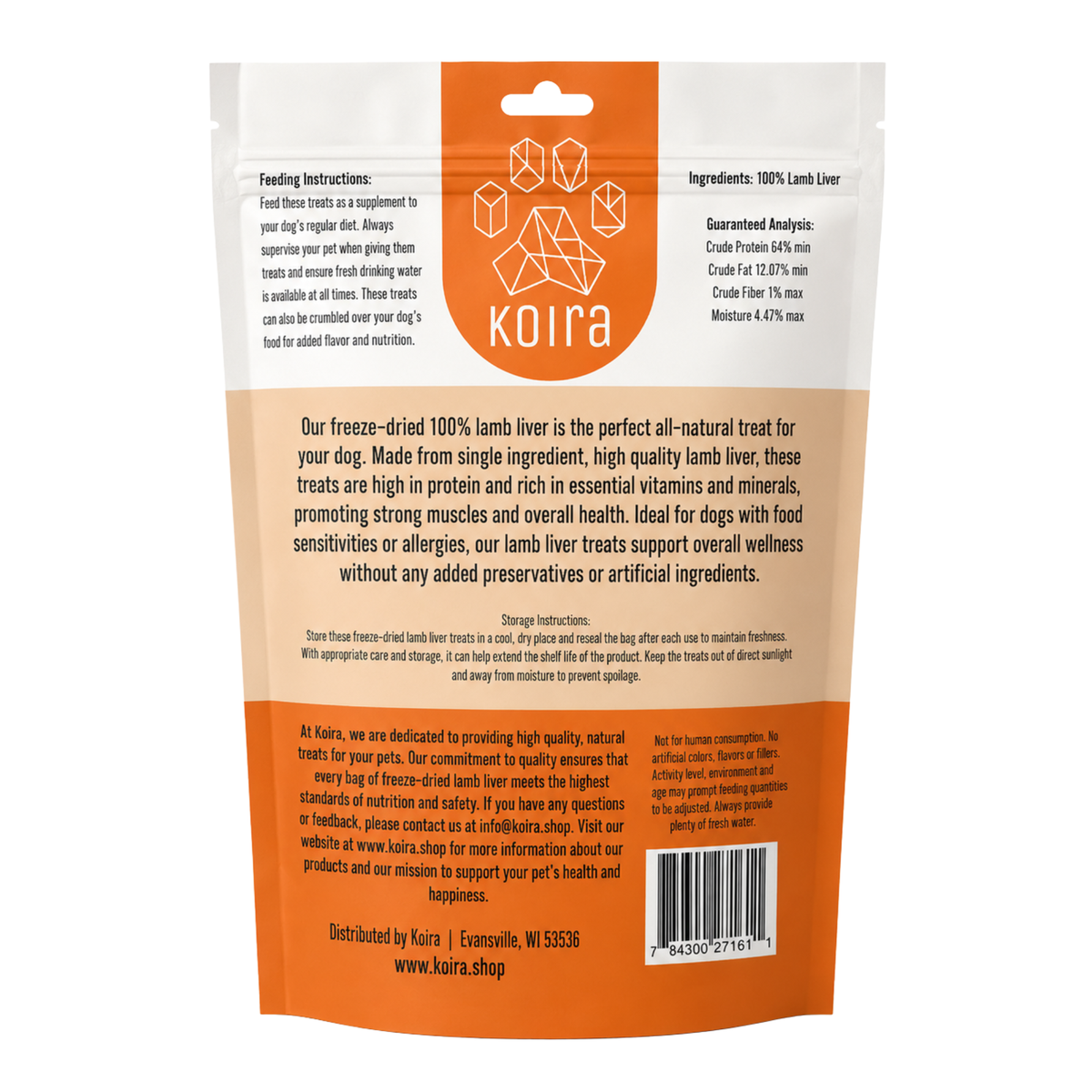 Koira Freeze - dried Lamb Liver Dog Treats