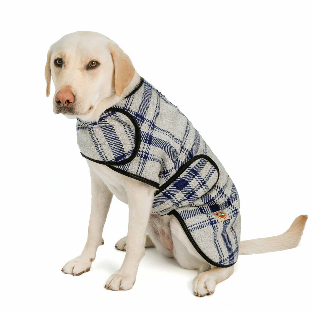 Chill Dog Gray and Blue Plaid Dog Blanket Coat