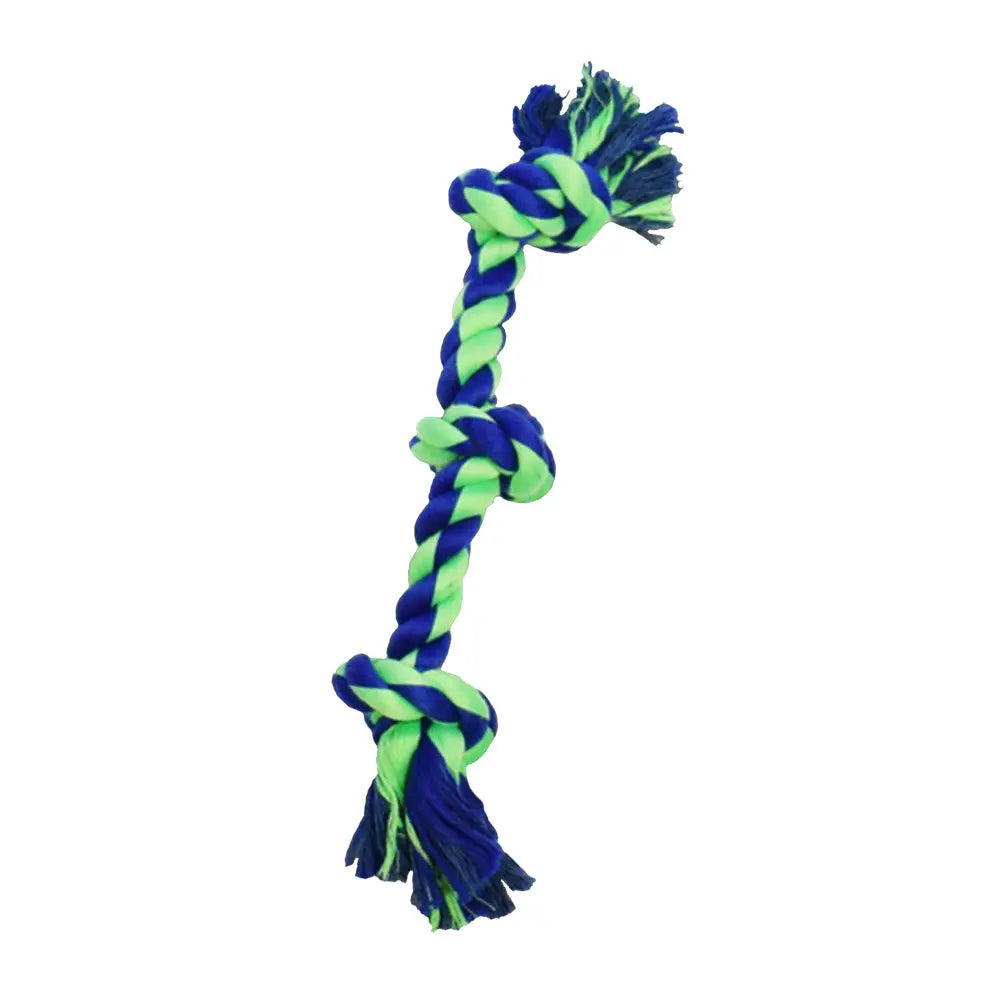 AMAZING PET 10" - 3 Knot Rope Bone Chew - Purple/Magenta