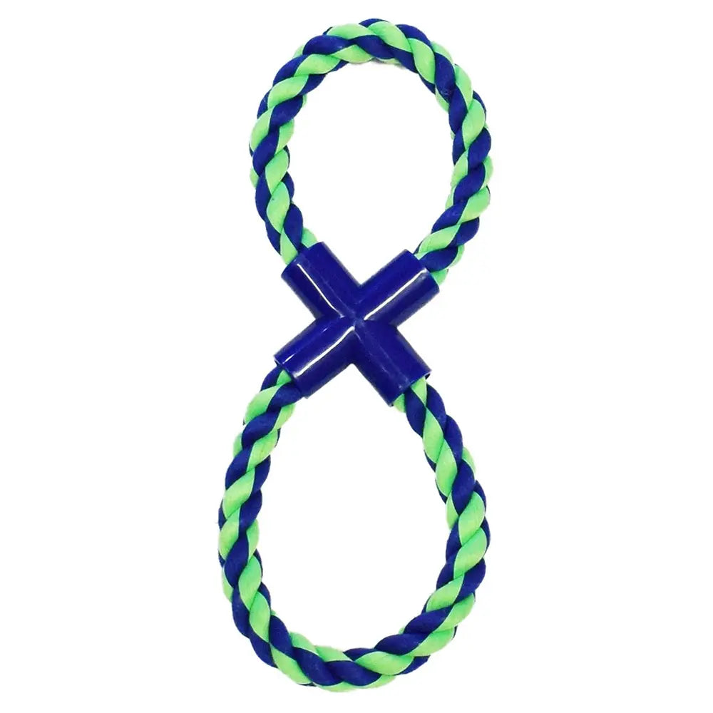 AMAZING PET 15" Figure-8 Tug Toy Blue/Green