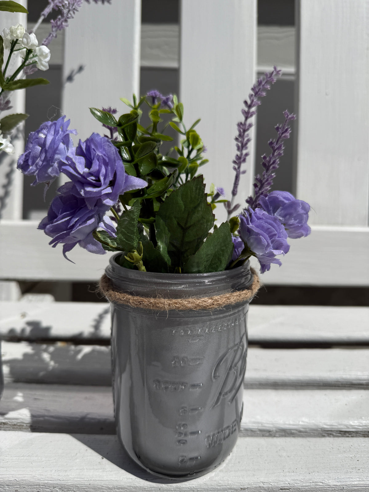 Barking Gardener Decorative Sunflower Mason Jar Floral Arrangement Set - Purple/Nickel