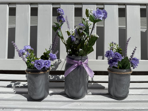 Barking Gardener Decorative Sunflower Mason Jar Floral Arrangement Set - Purple/Nickel