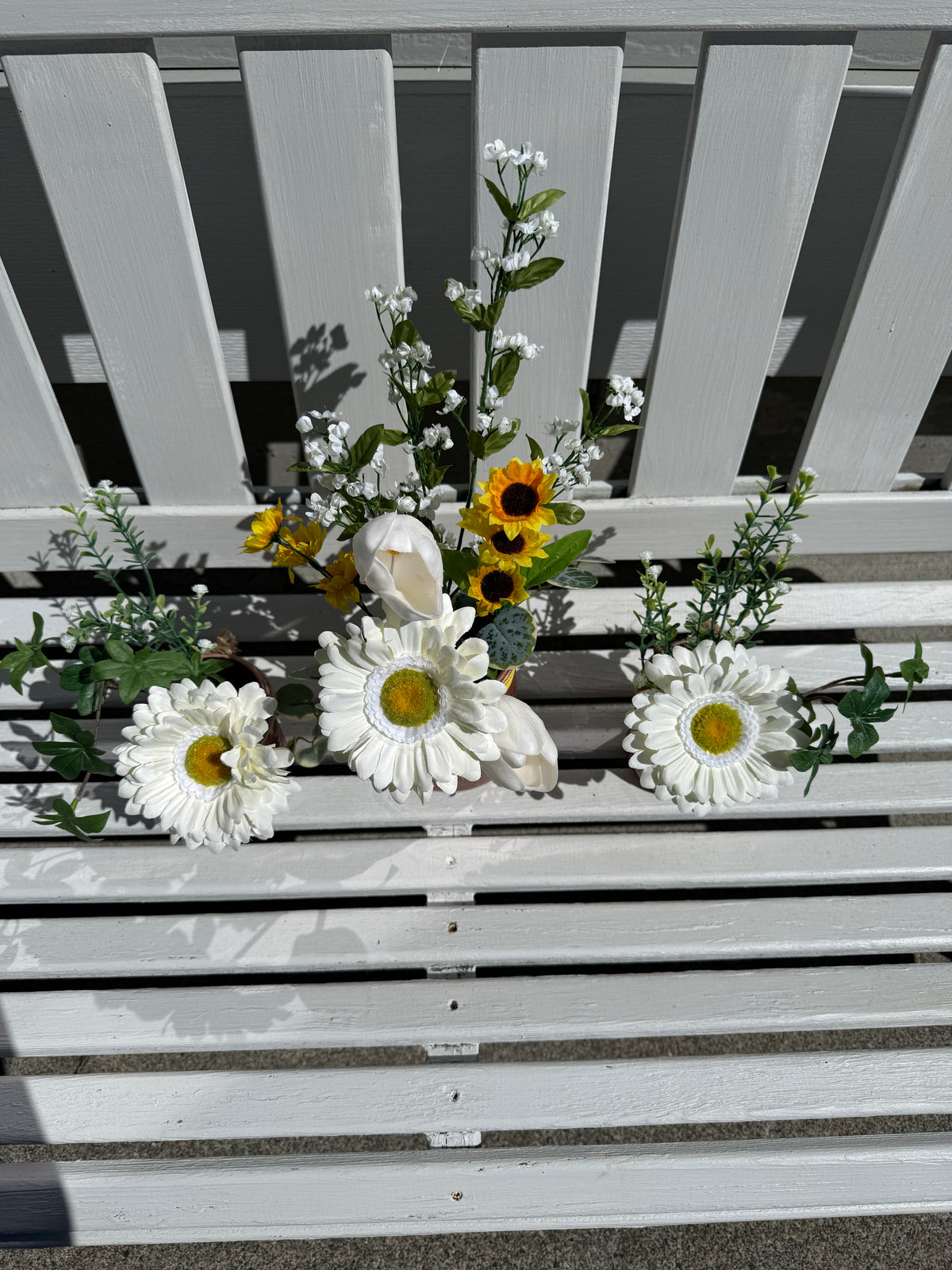 Barking Gardener Decorative Sunflower Mason Jar Floral Arrangement Set - White/Copper