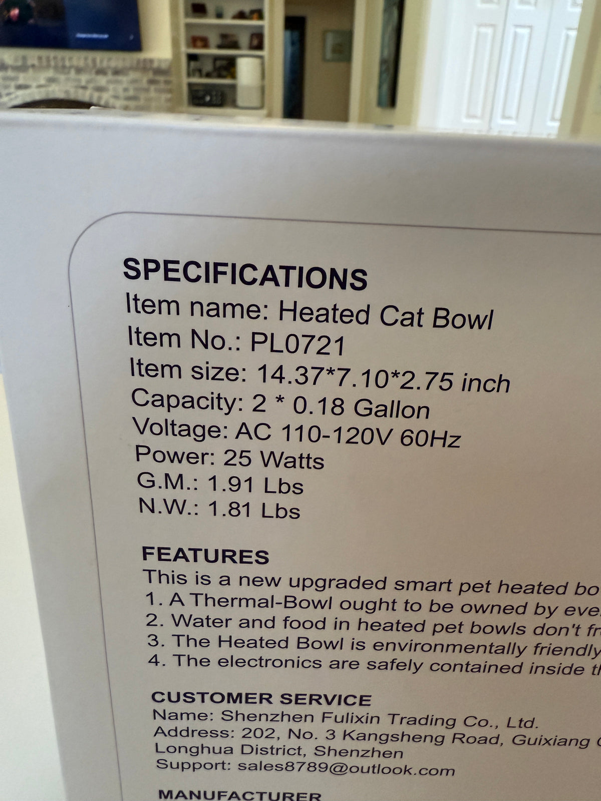 Fuliuna Heated Cat Bowl, Heated Pet Bowl with Double Stainless Steel Bowls 23 OZ