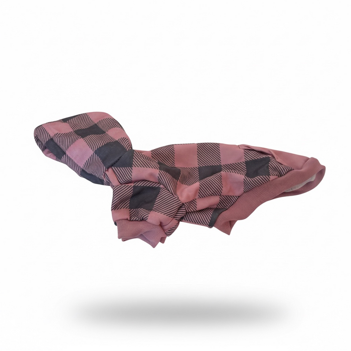 KOOLTAIL Plaid Dog Hoodie Pet Clothes Sweater with Hood and Pocket for Small Dogs or Puppies - Pink
