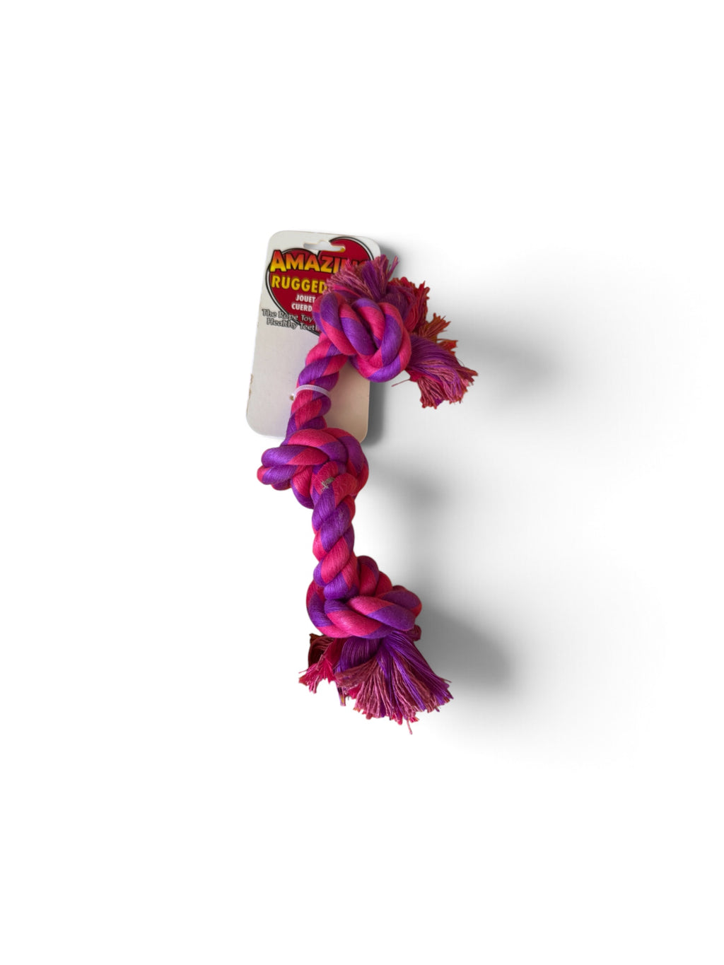 AMAZING PET 10" - 3 Knot Rope Bone Chew - Purple/Magenta