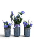 Barking Gardener Decorative Sunflower Mason Jar Floral Arrangement Set - Purple/Nickel