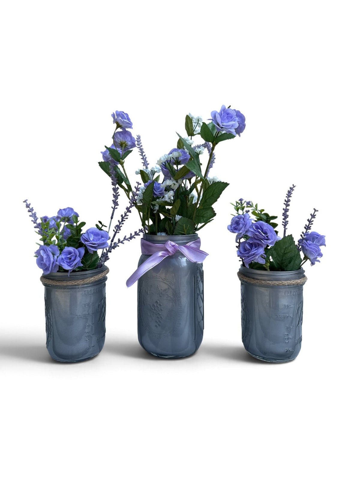 Barking Gardener Decorative Sunflower Mason Jar Floral Arrangement Set - Purple/Nickel