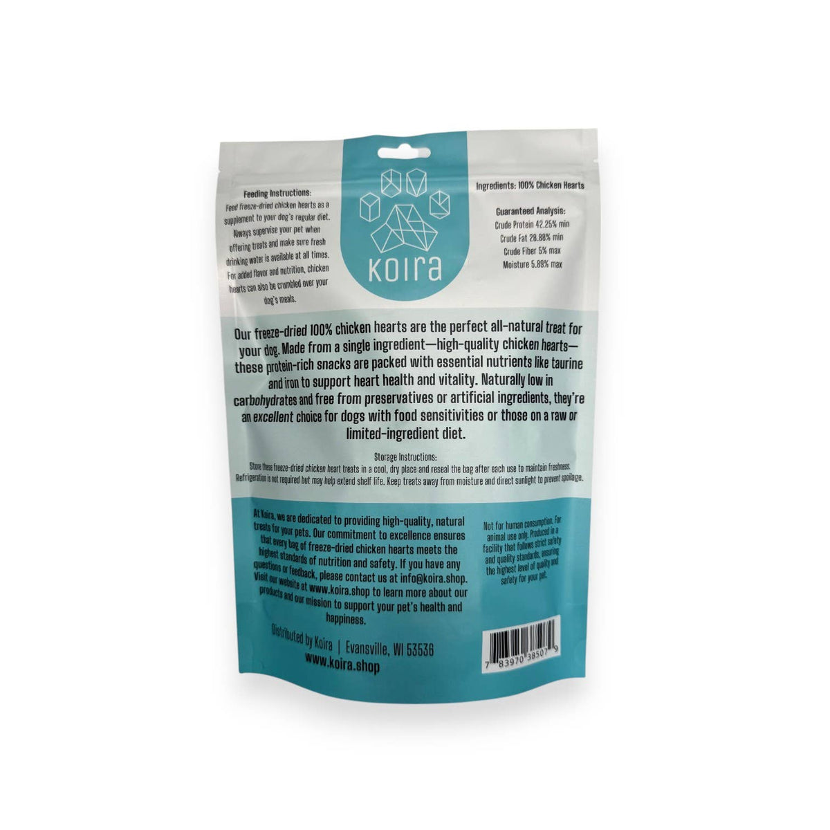Koira Freeze - dried Chicken Hearts Dog Treats