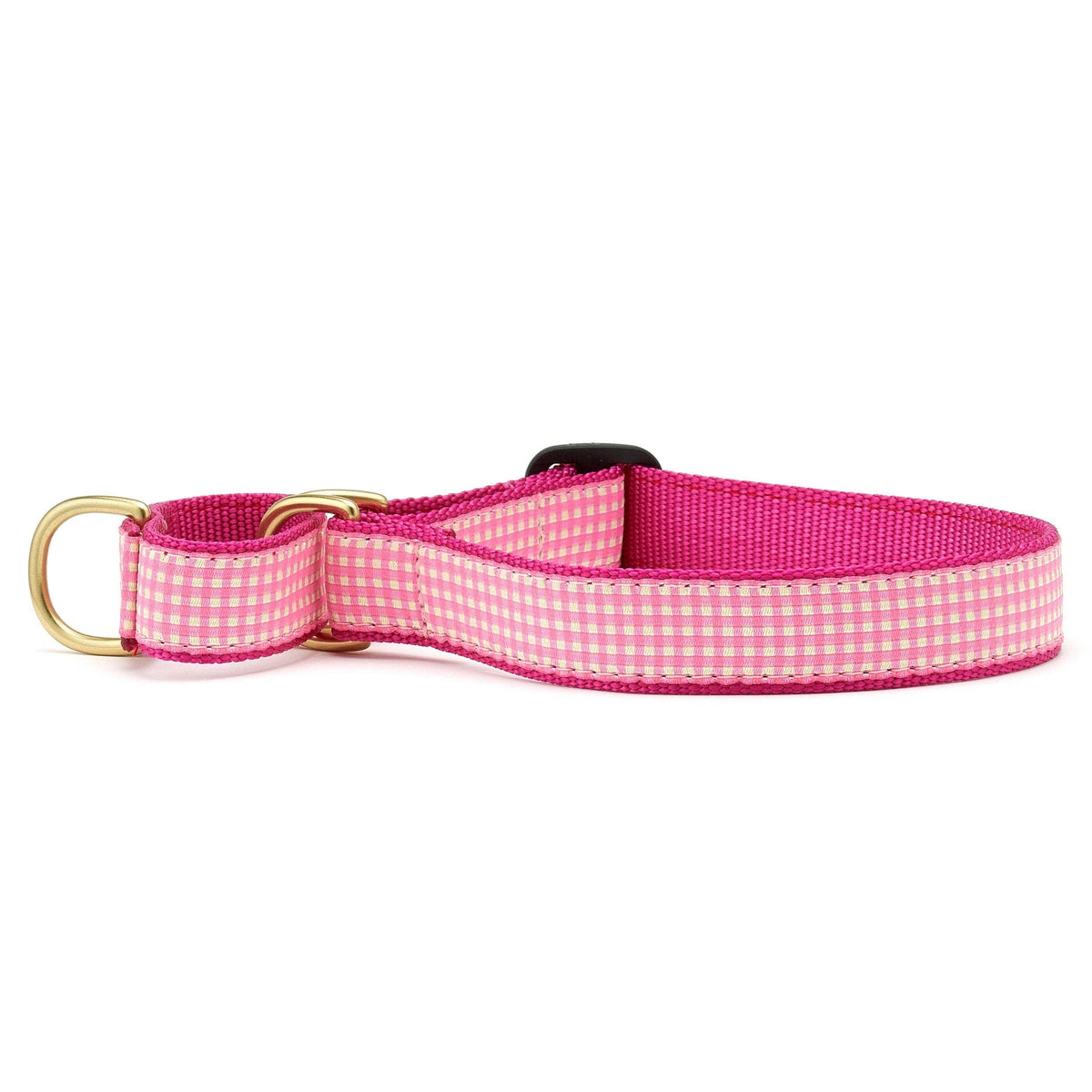 Up Country Pink Gingham Martingale Dog Collar