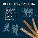 Barking Gardener 12-inch odor-free natural beef bully sticks for dogs on a dark blue background