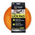 Barking Gardener round orange TPR rubber lick pad for dogs and cats to reduce stress and promote dental health