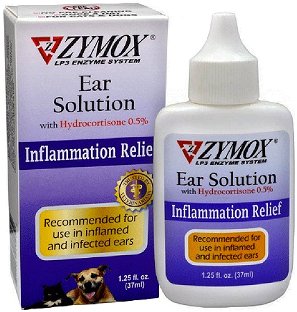 Barking Gardener ZYMOX ear solution with 0.5% hydrocortisone for cat and dog ear infection and inflammation relief