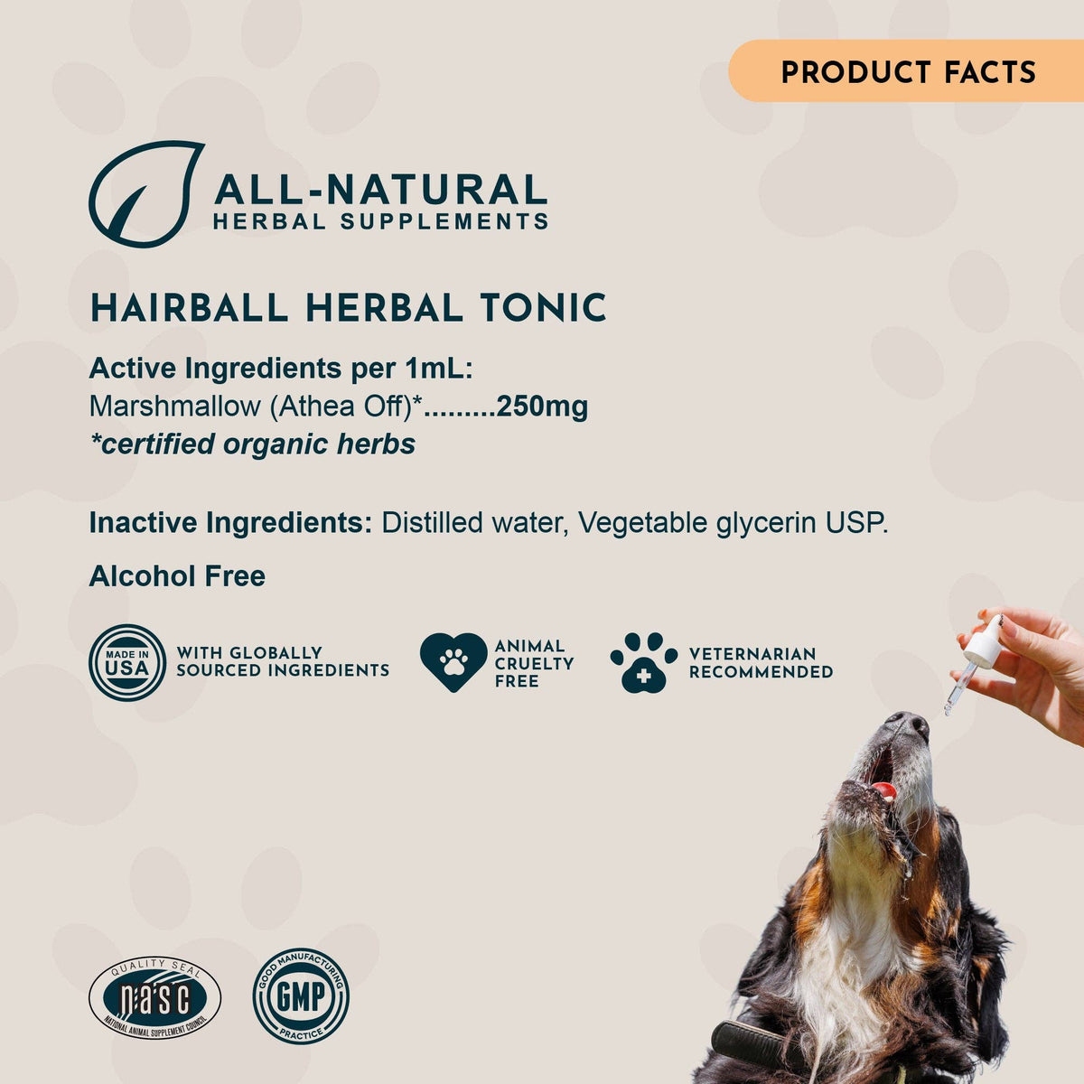 Hairball Relief Single Herb Tonic | Marshmallow Root | Prevent & Remove Hairballs